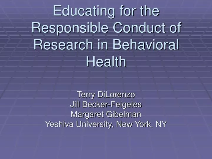 educating for the responsible conduct of research in behavioral health