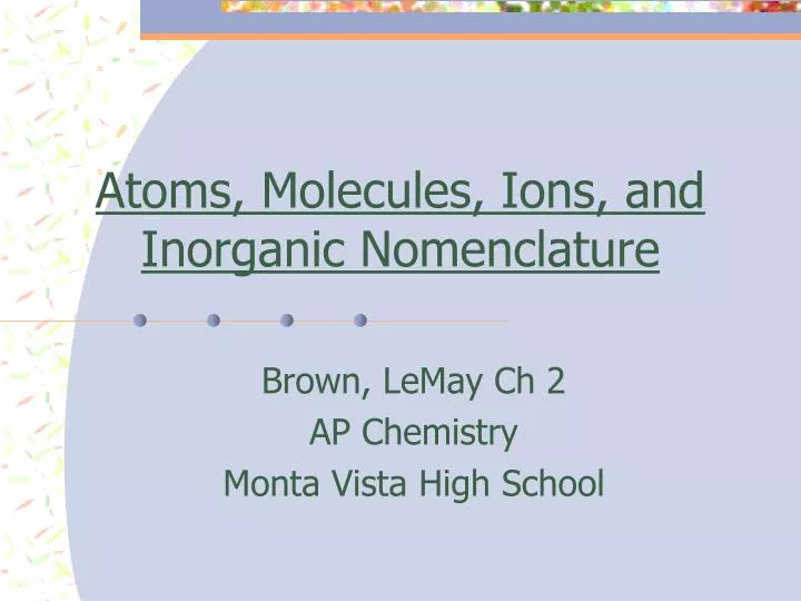 atoms molecules ions and inorganic nomenclature