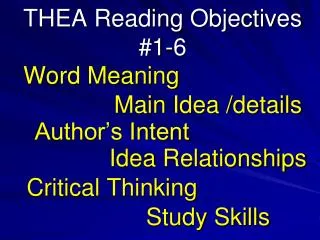 THEA Reading Objectives #1-6