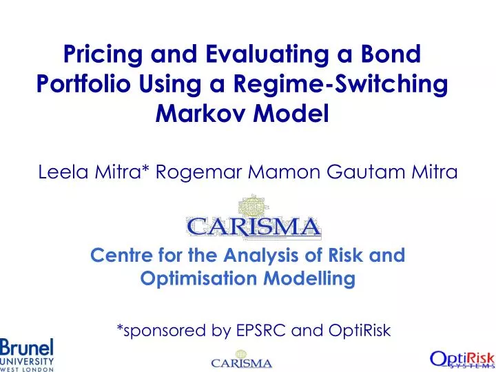 pricing and evaluating a bond portfolio using a regime switching markov model