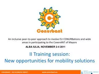 An inclusive peer-to-peer approach to involve EU CONURBations and wide areas in participating to the CovenANT of Mayors