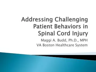 Addressing Challenging Patient Behaviors in Spinal Cord Injury