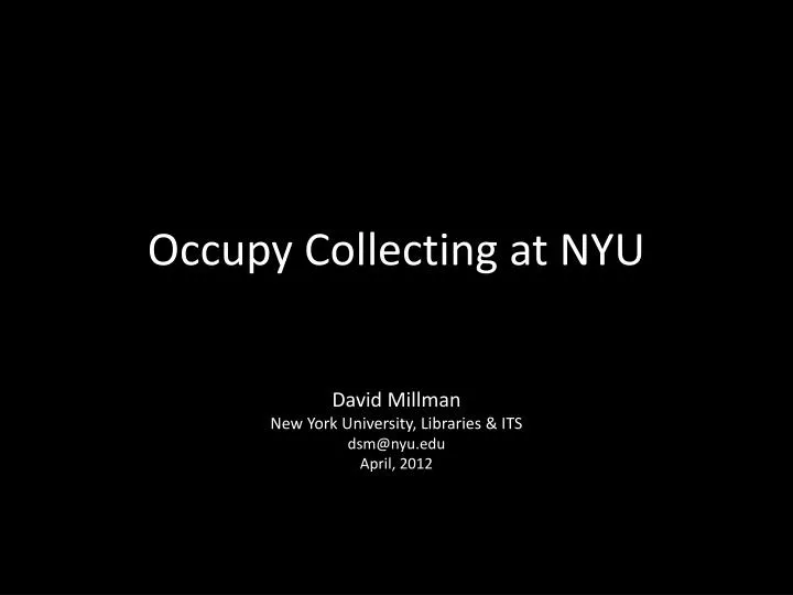occupy collecting at nyu