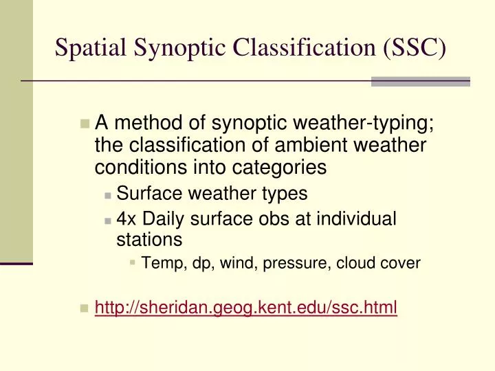 spatial synoptic classification ssc