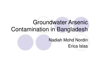 Groundwater Arsenic Contamination in Bangladesh