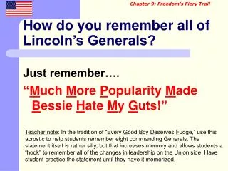 How do you remember all of Lincoln’s Generals?