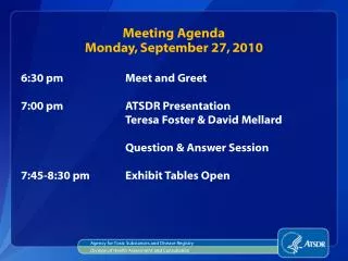 Meeting Agenda Monday, September 27, 2010