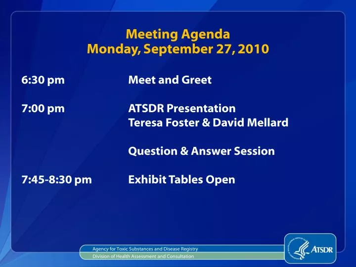 meeting agenda monday september 27 2010