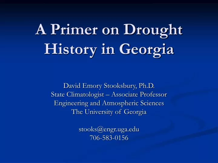 a primer on drought history in georgia