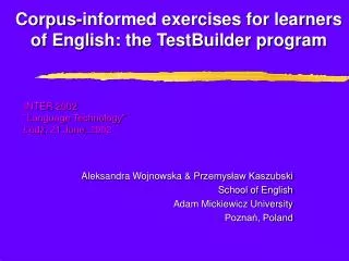 Corpus-informed exercises for learners of English: the TestBuilder program