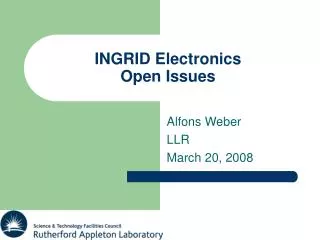 INGRID Electronics Open Issues