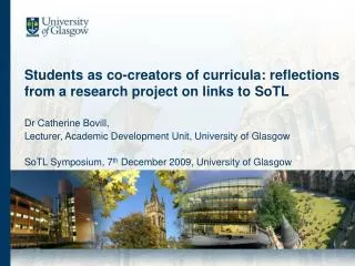 Students as co-creators of curricula: reflections from a research project on links to SoTL