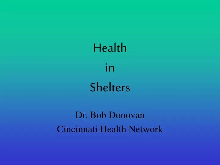 health in shelters