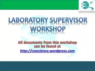 Laboratory Supervisor workshop