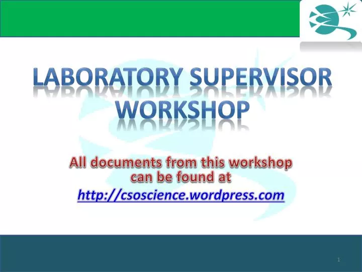 laboratory supervisor workshop
