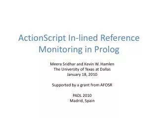 ActionScript In-lined Reference Monitoring in Prolog