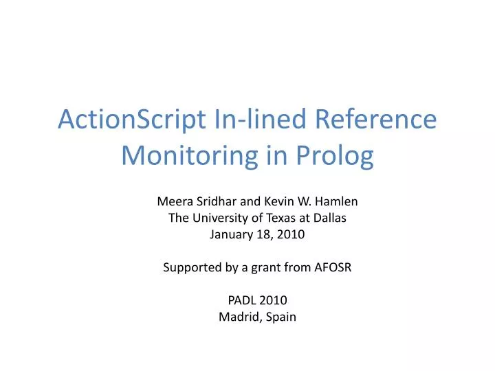 actionscript in lined reference monitoring in prolog