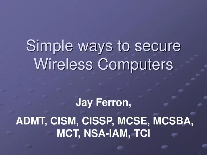simple ways to secure wireless computers