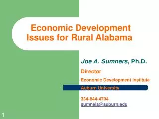 Economic Development Issues for Rural Alabama