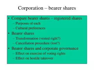Corporation – bearer shares