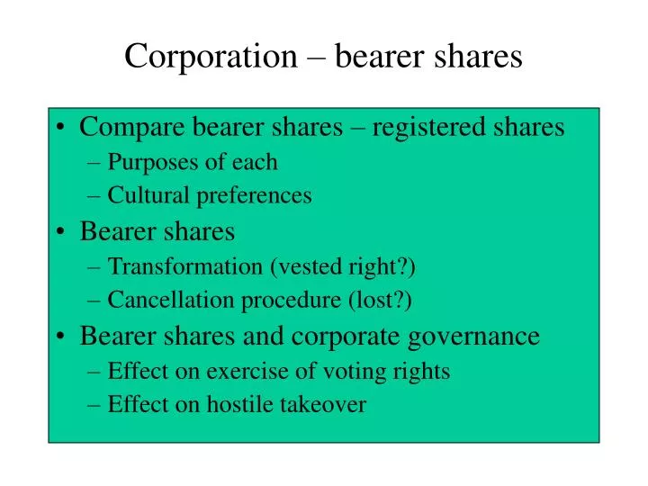 corporation bearer shares
