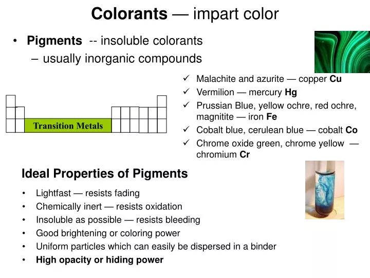colorants impart color