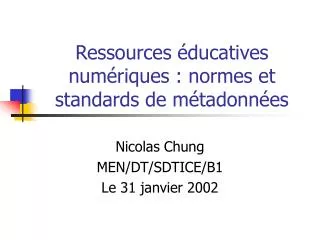 ressources ducatives num riques normes et standards de m tadonn es