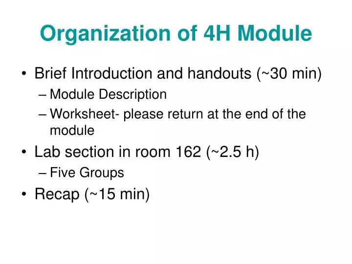 organization of 4h module
