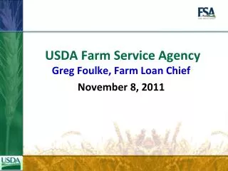 USDA Farm Service Agency Greg Foulke, Farm Loan Chief November 8, 2011