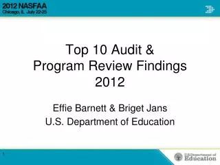 Top 10 Audit &amp; Program Review Findings 2012