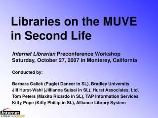 Libraries on the MUVE in Second Life
