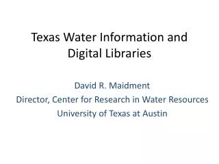 Texas Water Information and Digital Libraries