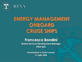ENERGY MANAGEMENT ONBOARD CRUISE SHIPS