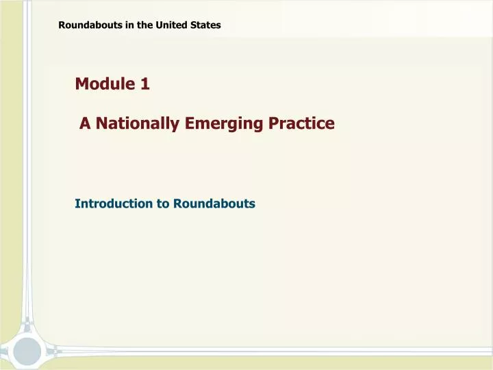 module 1 a nationally emerging practice