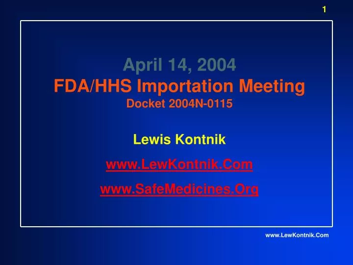 april 14 2004 fda hhs importation meeting docket 2004n 0115
