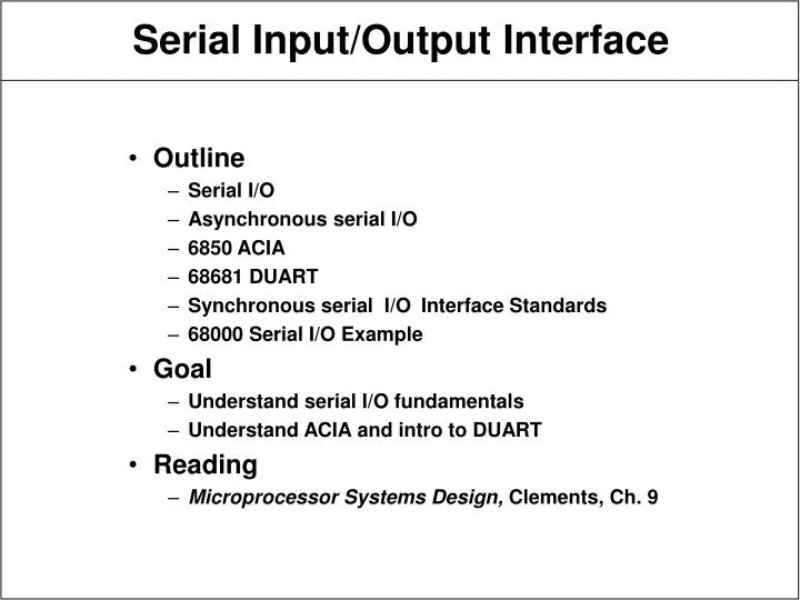 serial input output interface