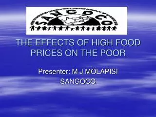 THE EFFECTS OF HIGH FOOD PRICES ON THE POOR