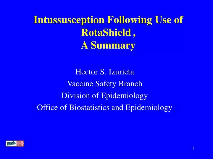intussusception following use of rotashield a summary