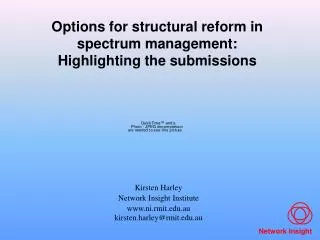 Options for structural reform in spectrum management: Highlighting the submissions
