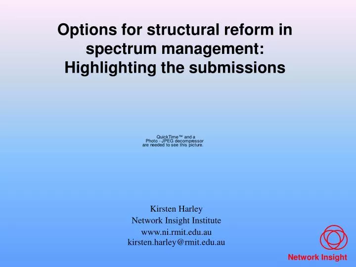 options for structural reform in spectrum management highlighting the submissions