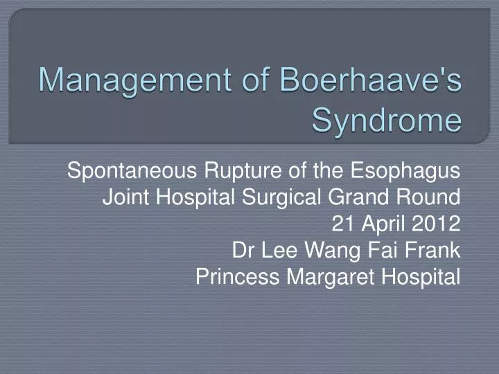 management of boerhaave s syndrome