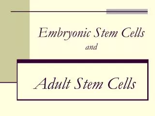 Embryonic Stem Cells and