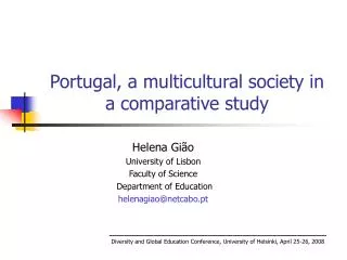 Portugal, a multicultural society in a comparative study