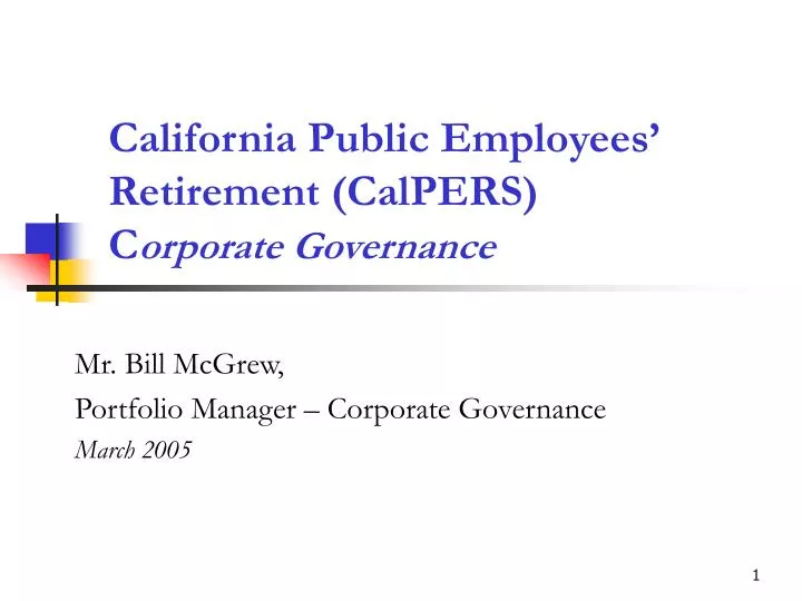 california public employees retirement calpers c orporate governance