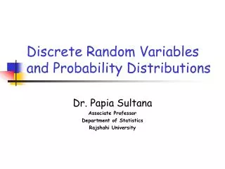 Discrete Random Variables and Probability Distributions