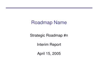 Roadmap Name Strategic Roadmap #n Interim Report April 15, 2005