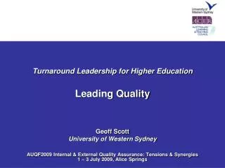 Turnaround Leadership for Higher Education Leading Quality