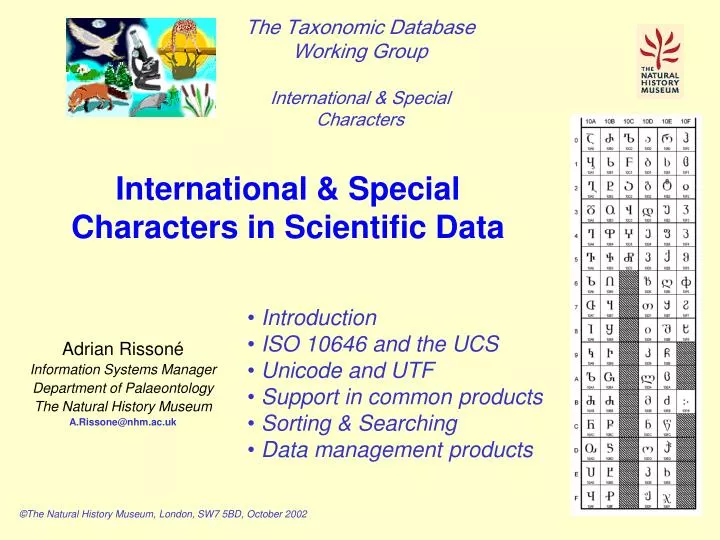 international special characters in scientific data