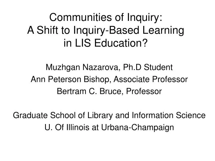 communities of inquiry a shift to inquiry based learning in lis education