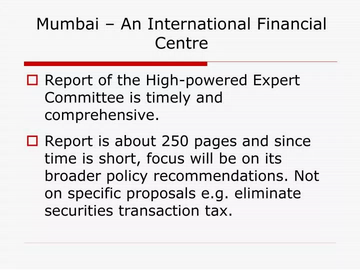 mumbai an international financial centre